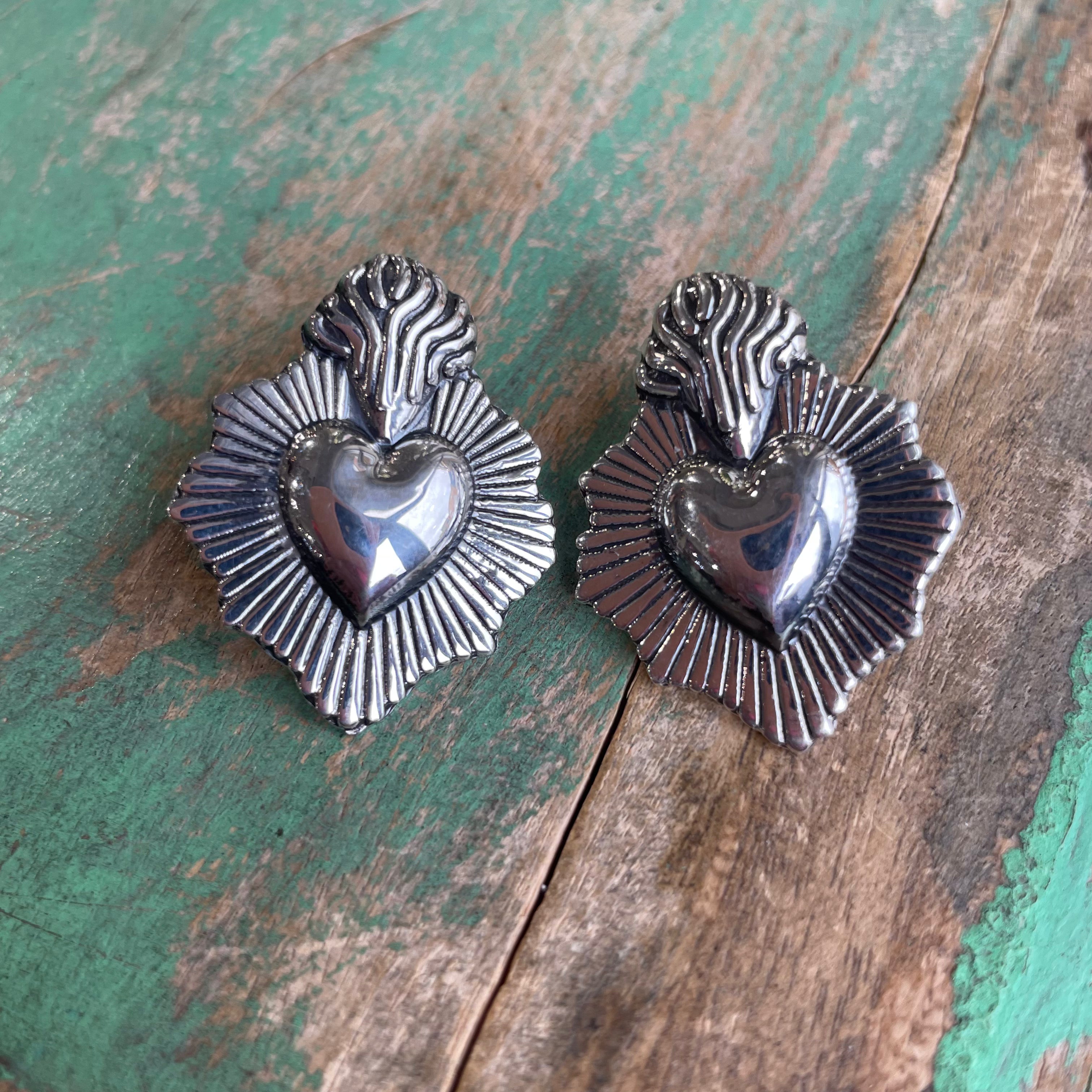 Sacred Heart on Fire Earrings