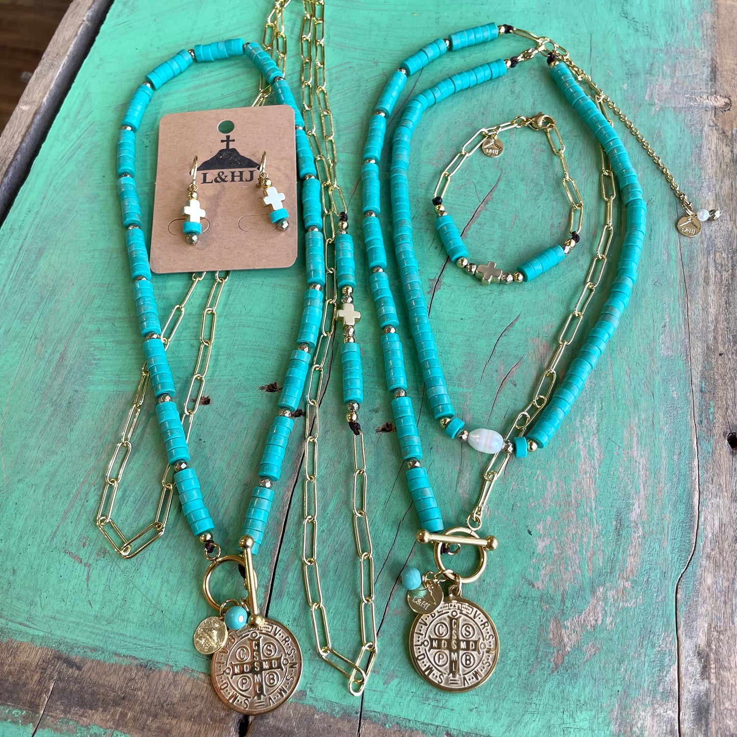 Turquoise and Gold Paper Clip Collection