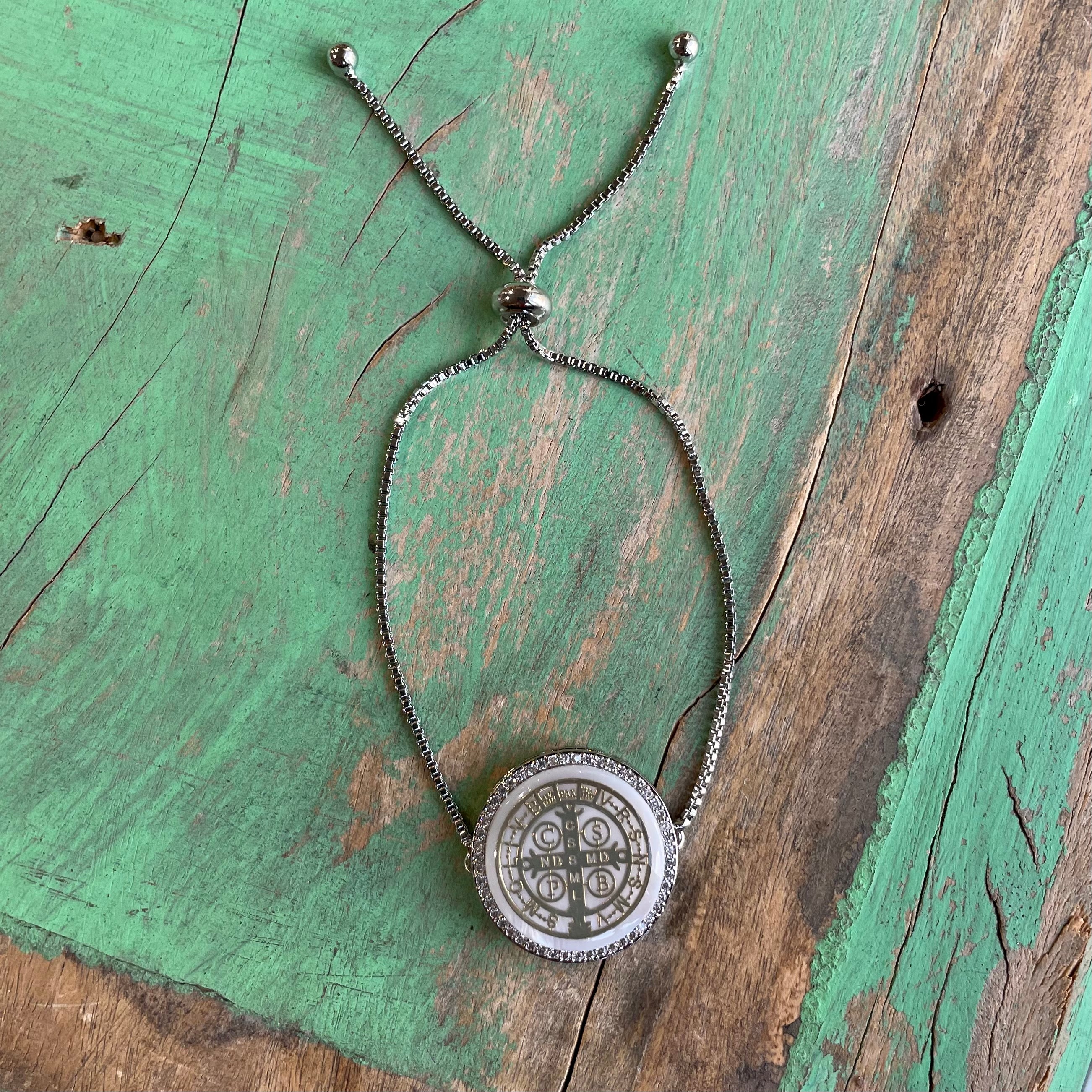 Mother of Pearl St. Benedict Adjustable Bracelet