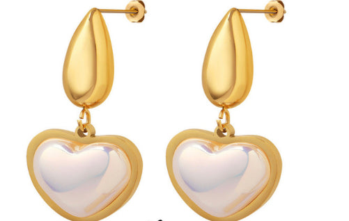 Gold SS Mother of Pearl Dangle Earrings