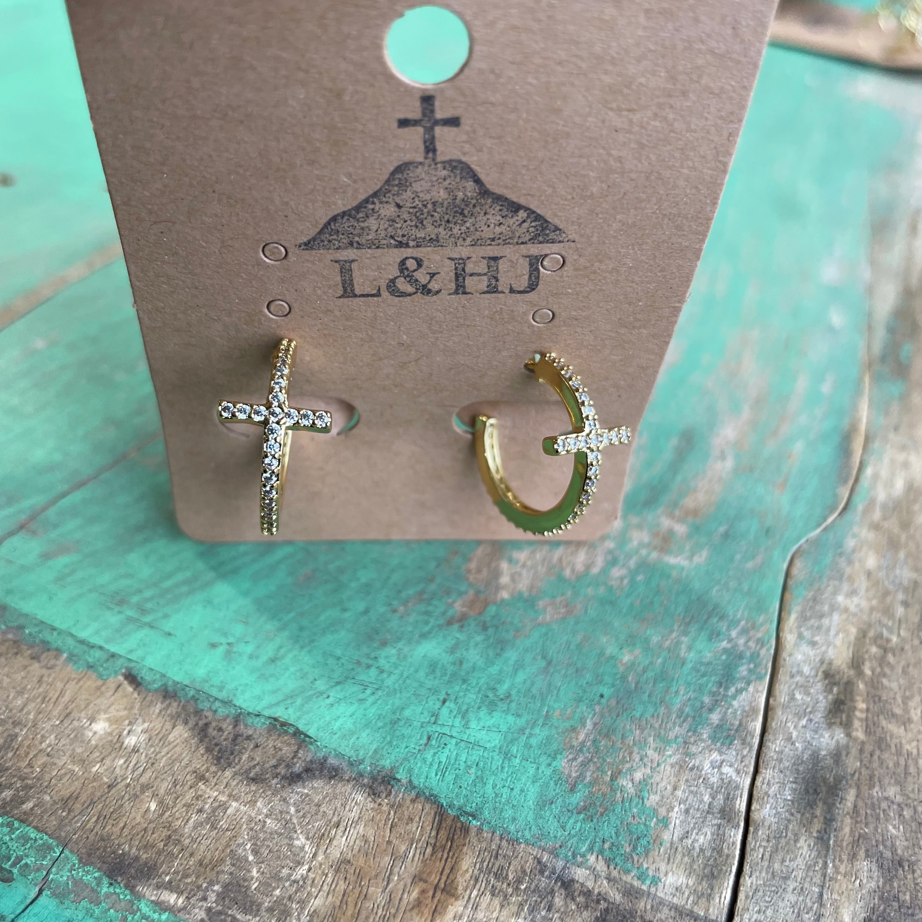 CZ Cross Hoop Earrings