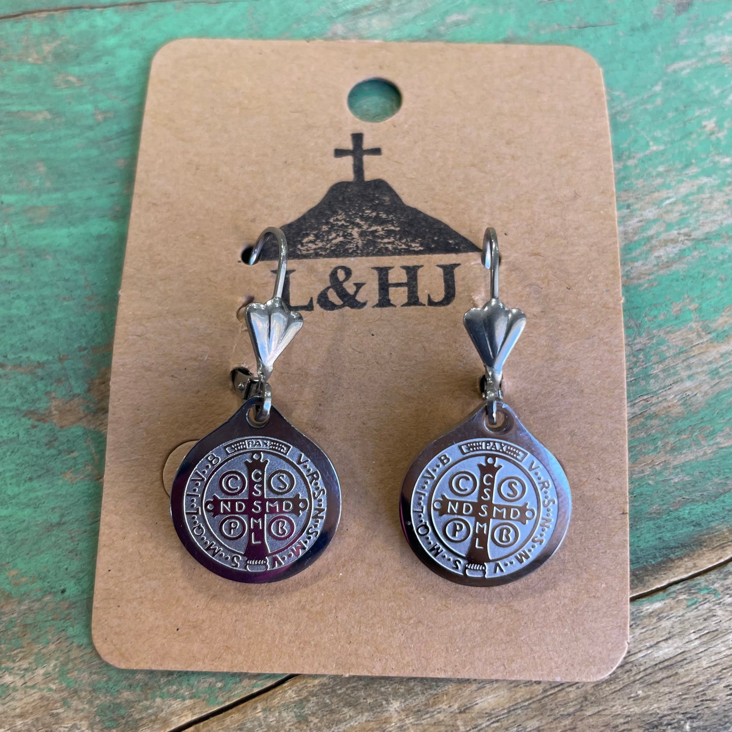 St Benedict Silver Stainless Steel Earrings