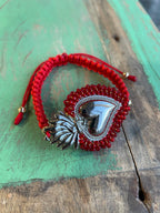 Red Cord Beaded Sacred Heart Bracelet