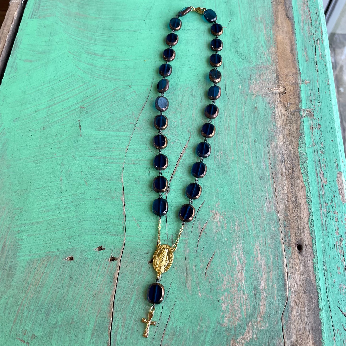 Czech Glass Rosary Inspired Necklace