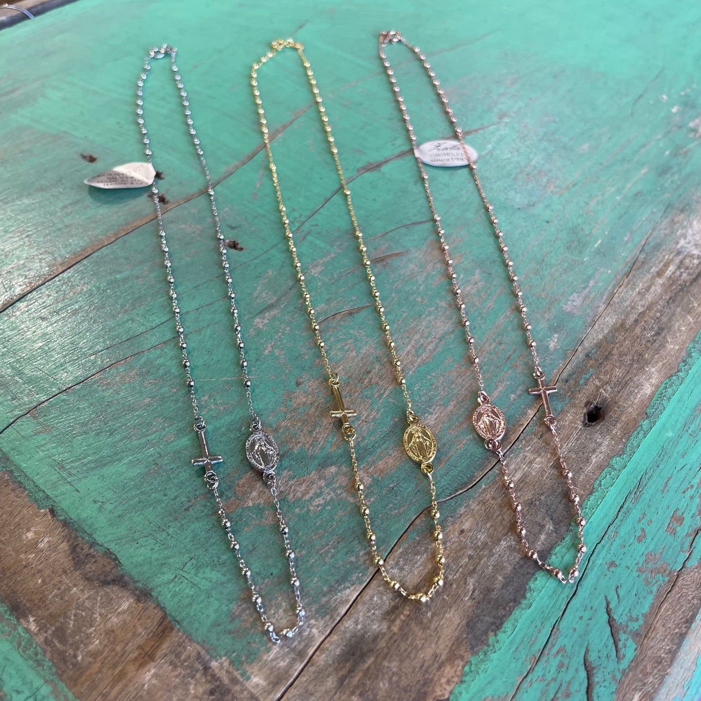 Sterling Silver 18” Rosary Inspired Necklace