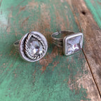 Crystal Adjustable Silver Plated Rings