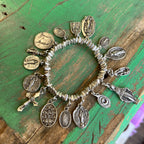 Triangle Bead Saint Charm Bracelet