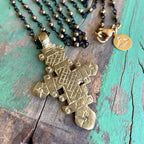 Linked Hematite Ethiopian Cross Necklace