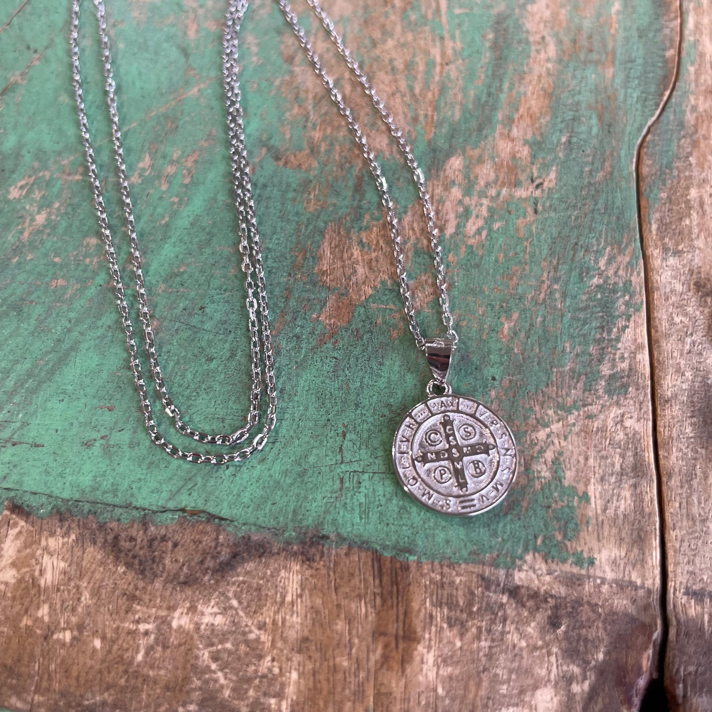 Sterling Silver Small St Benedict Necklace
