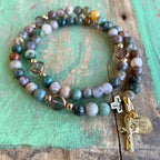Rosary Wrap Bracelet with Gold Accents