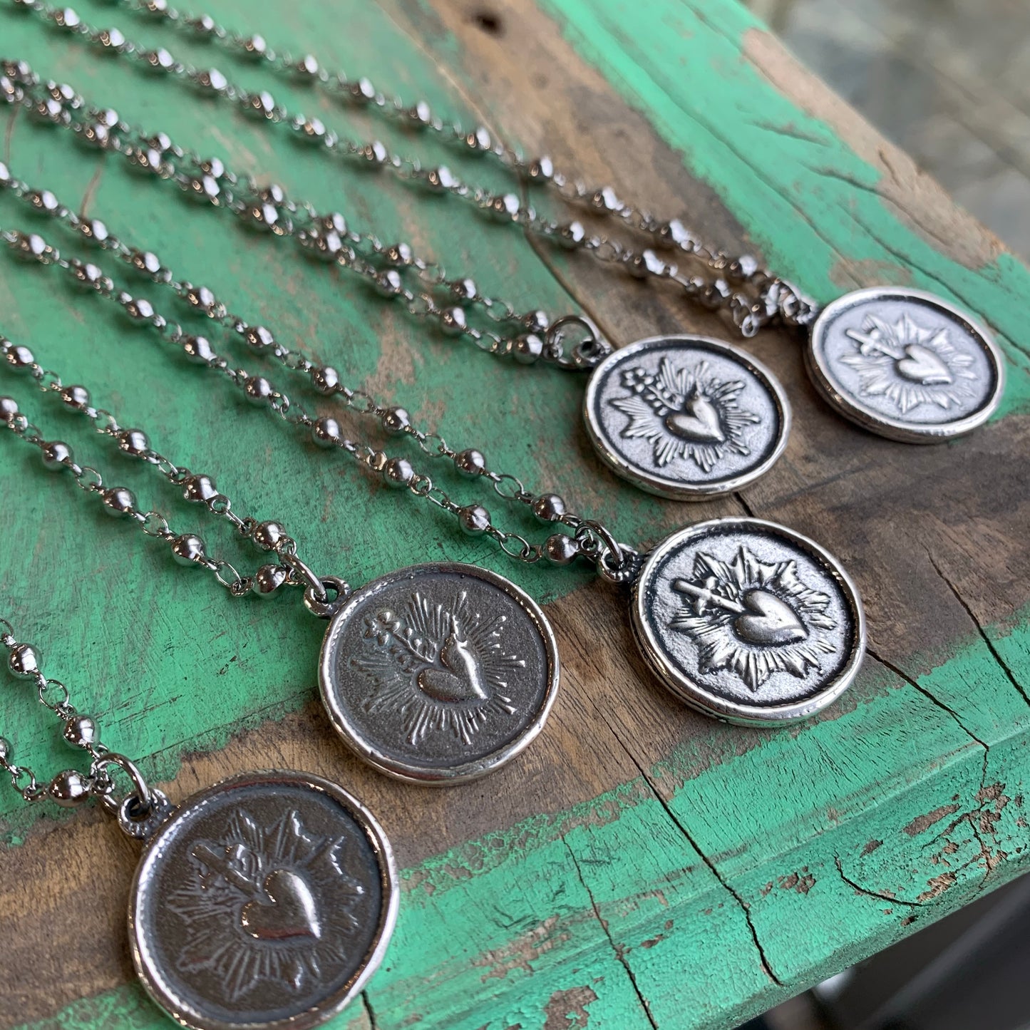 Double Sided Sacred Heart Necklace
