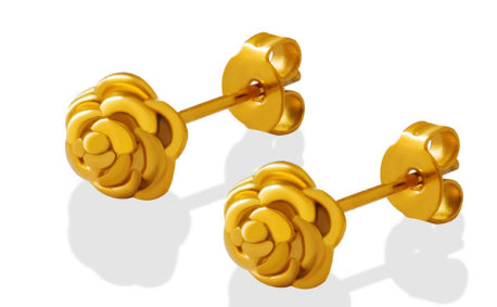 Gold Stainless Steel Small Rose Studs