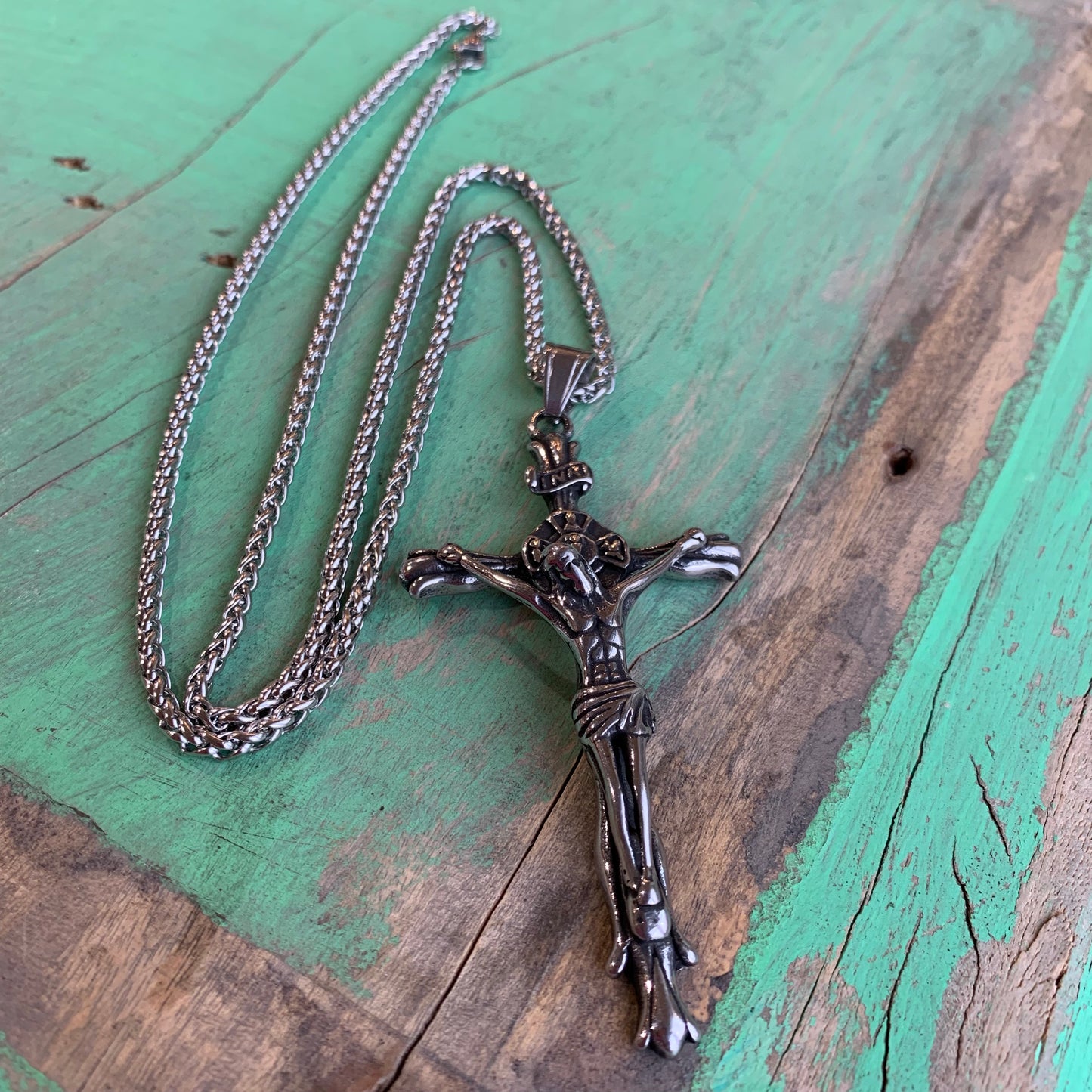 Big Stainless Steel Crucifix Necklace