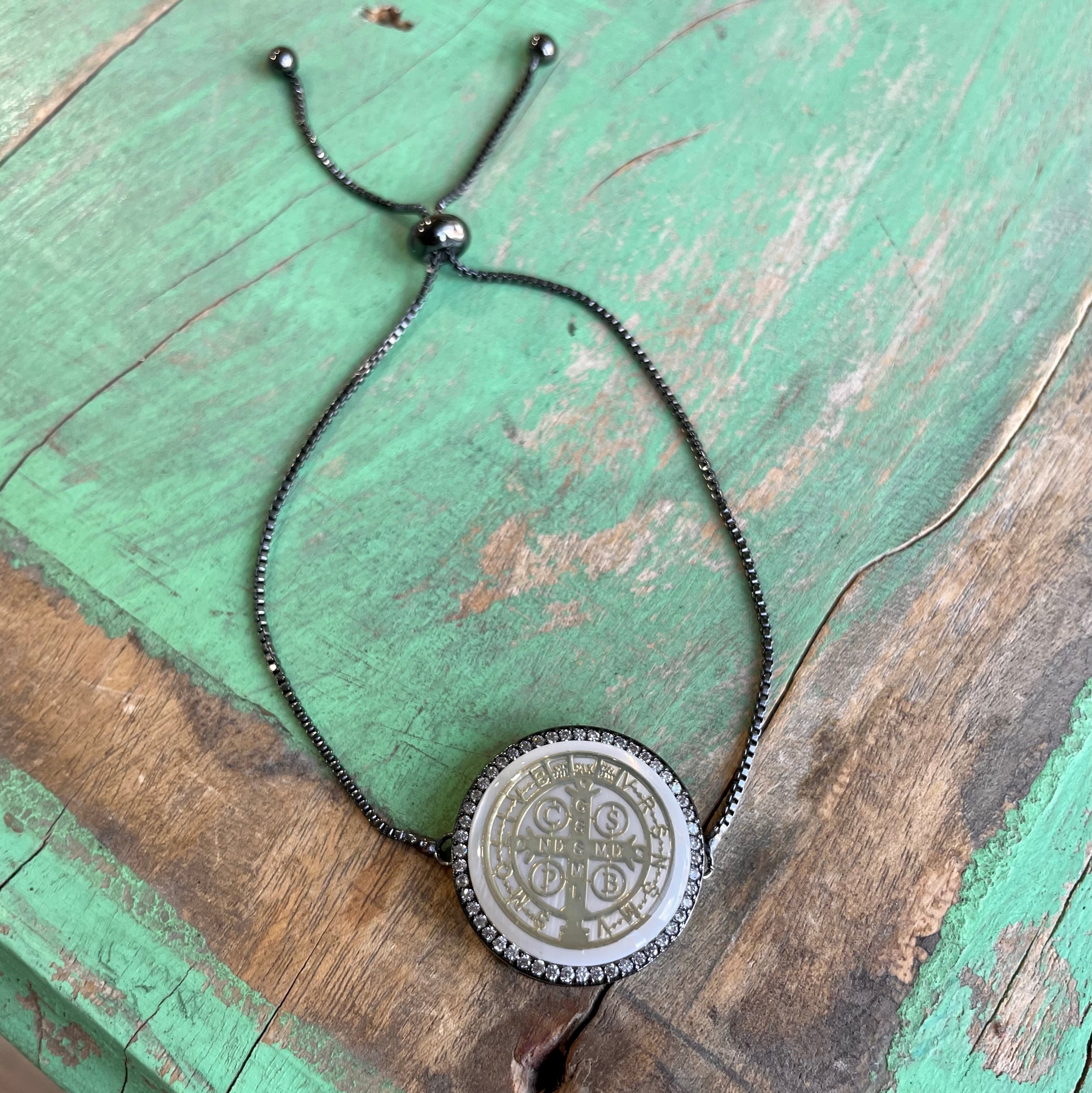 Mother of Pearl St. Benedict Adjustable Bracelet