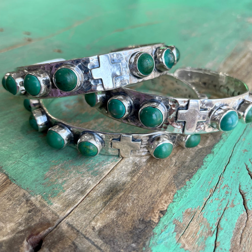 Sterling Silver Green Cuff