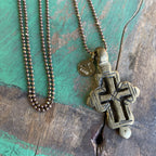 Long Electroplated Brass Chain with Ethiopian Cross