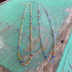Sterling Silver Multi Color Rosary Inspired Necklace