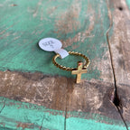 Gold Stainless Steel Rope Band with Cross