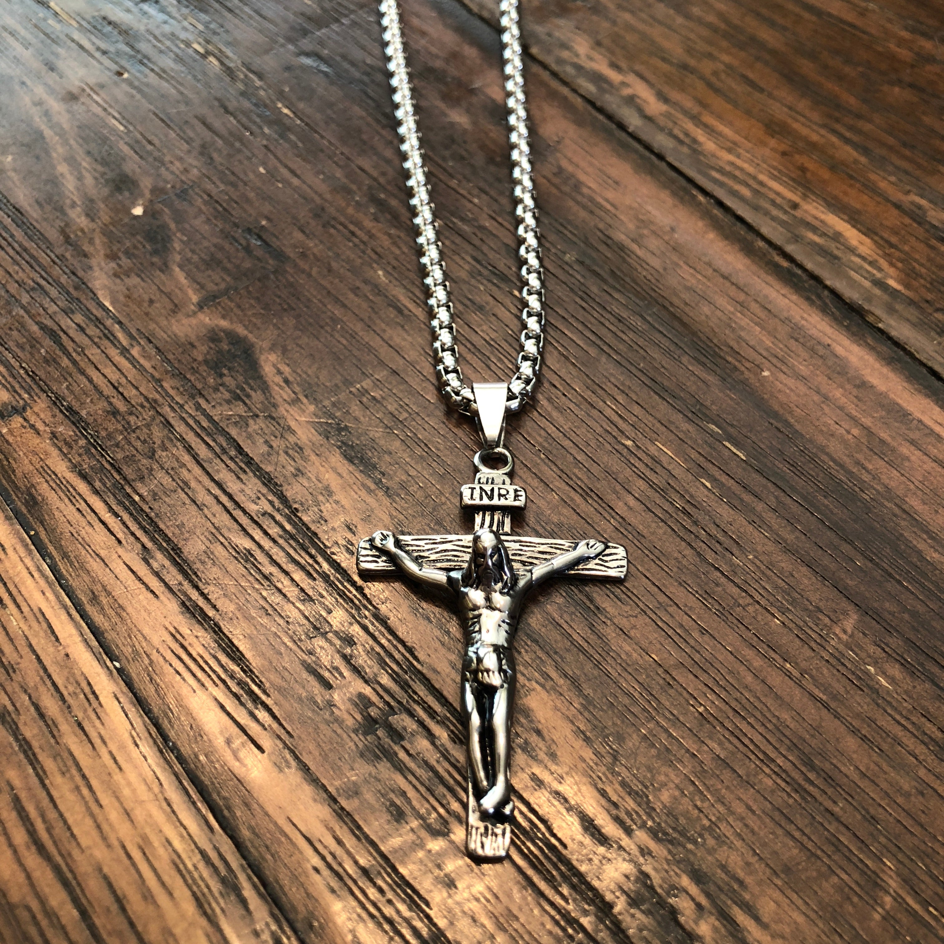 Gold or Silver Stainless Steel Crucifix Necklace