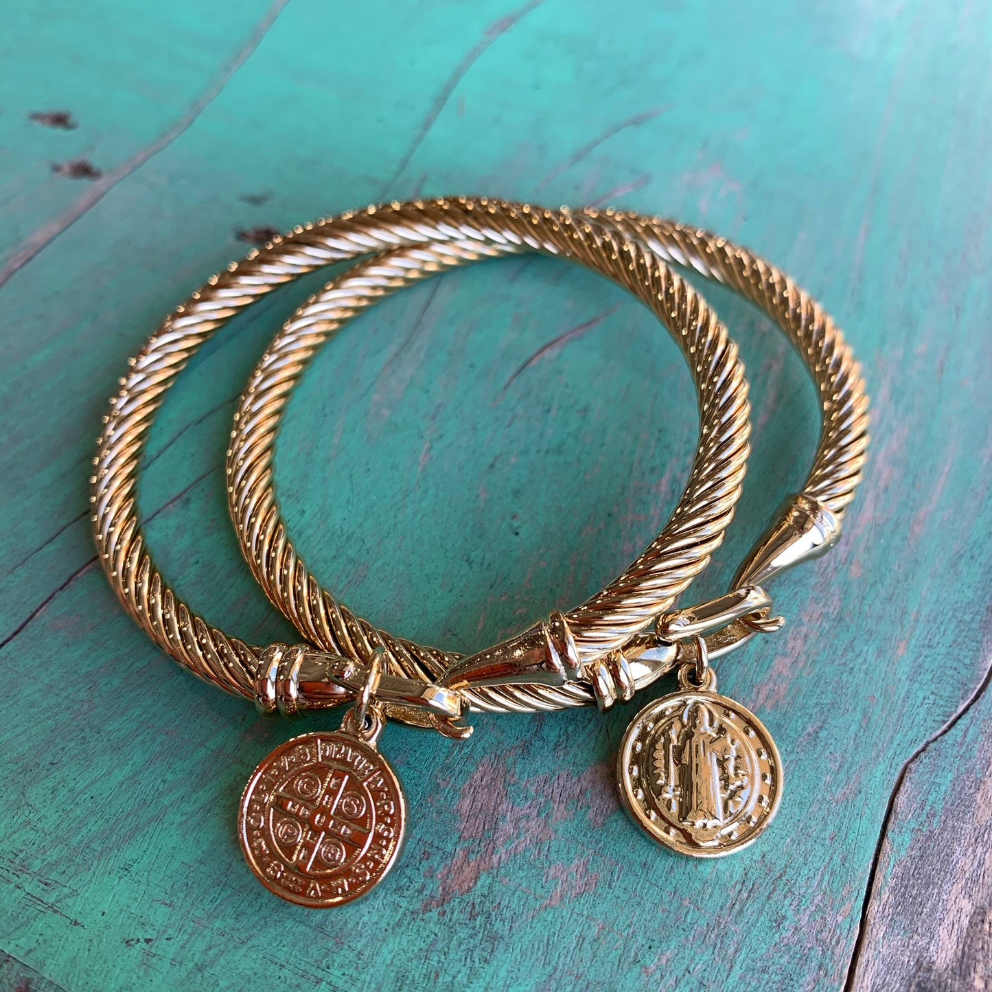St Benedict Gold Cable Bracelet