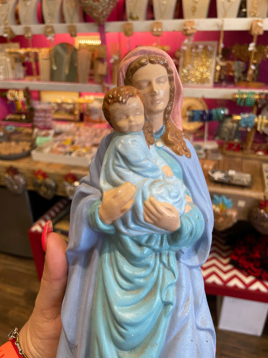Ceramic Madonna and Child Statue