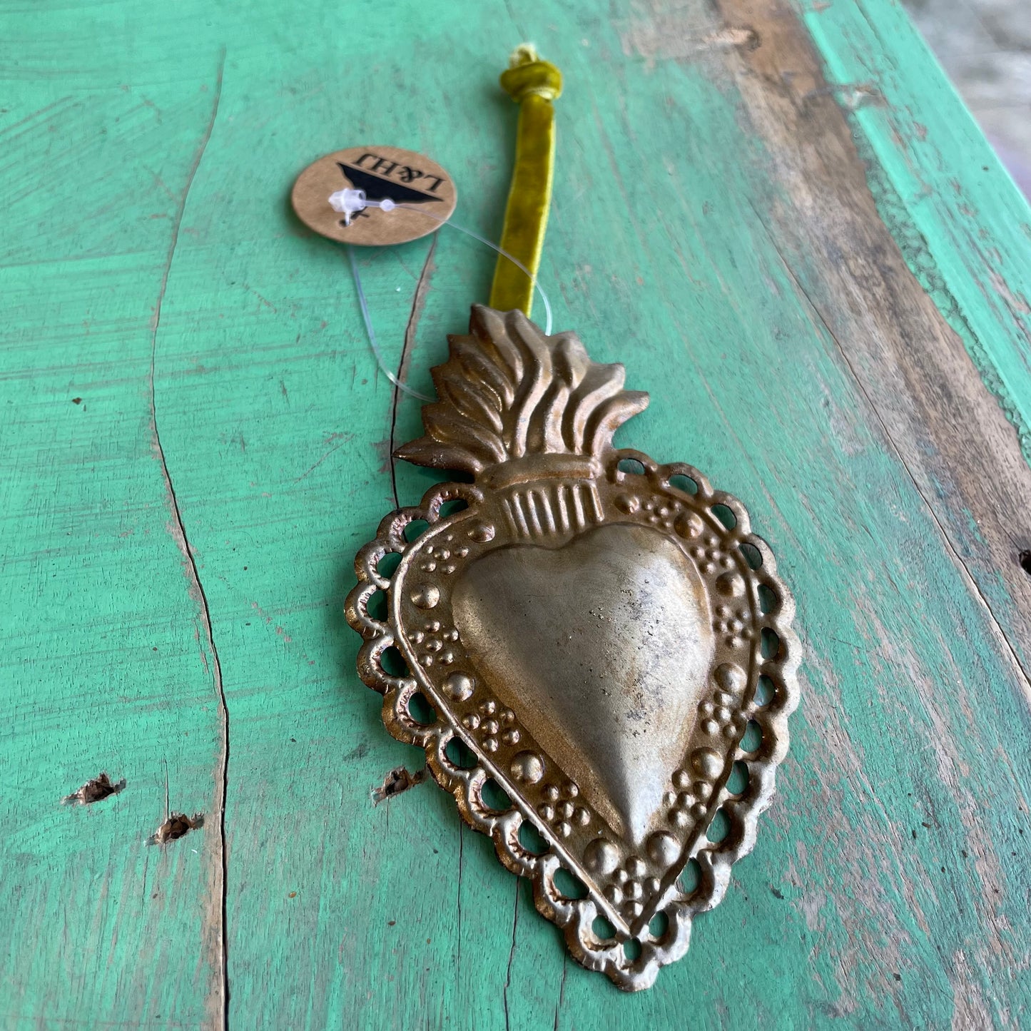 Small Sacred Heart Tin Ornament
