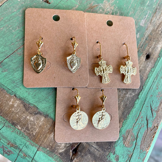 Gold Plated Saint Earrings