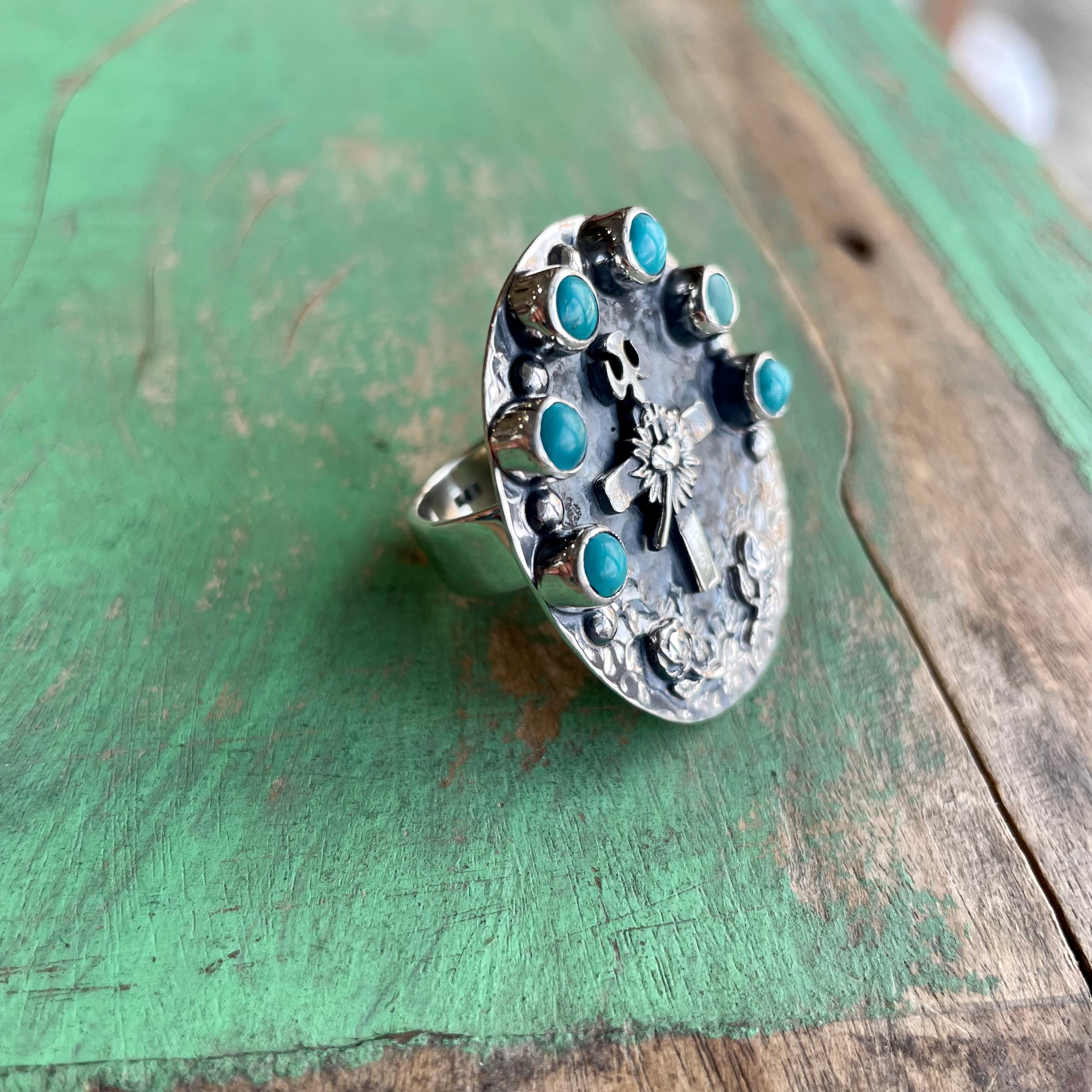 Sterling Silver Holy Spirit Cross Turquoise Rings and Pendants