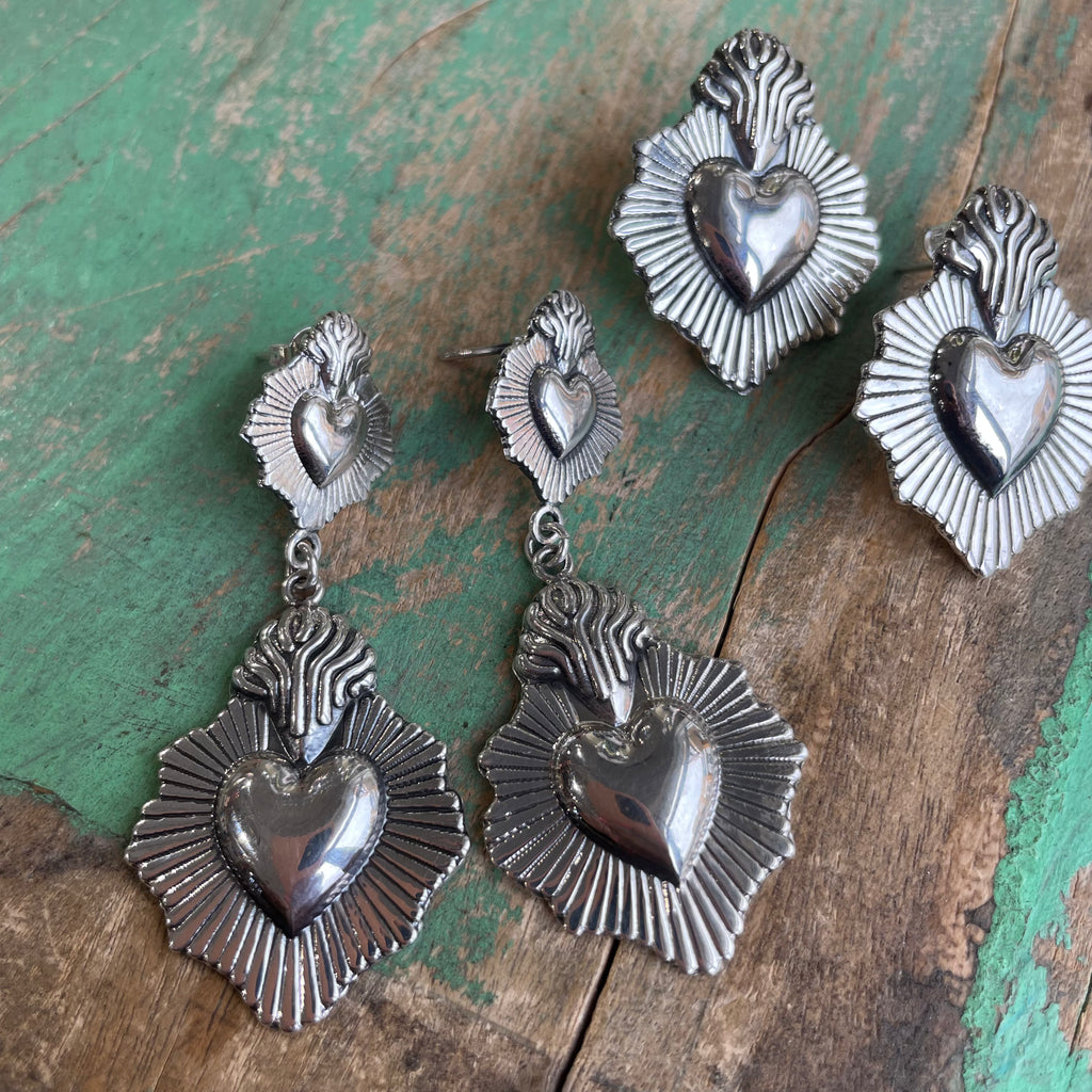 Sacred Heart on Fire Earrings