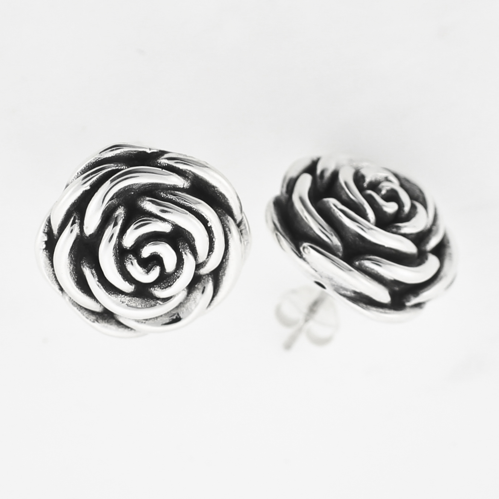 Sterling Silver Rose Stud Earrings
