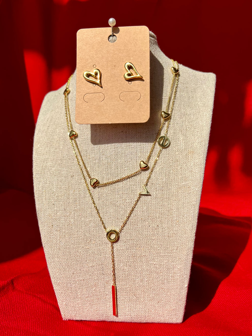 Gold Stainless Steel Love Drop Chain
