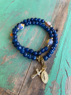 Rosary Wrap Bracelet with Gold Accents