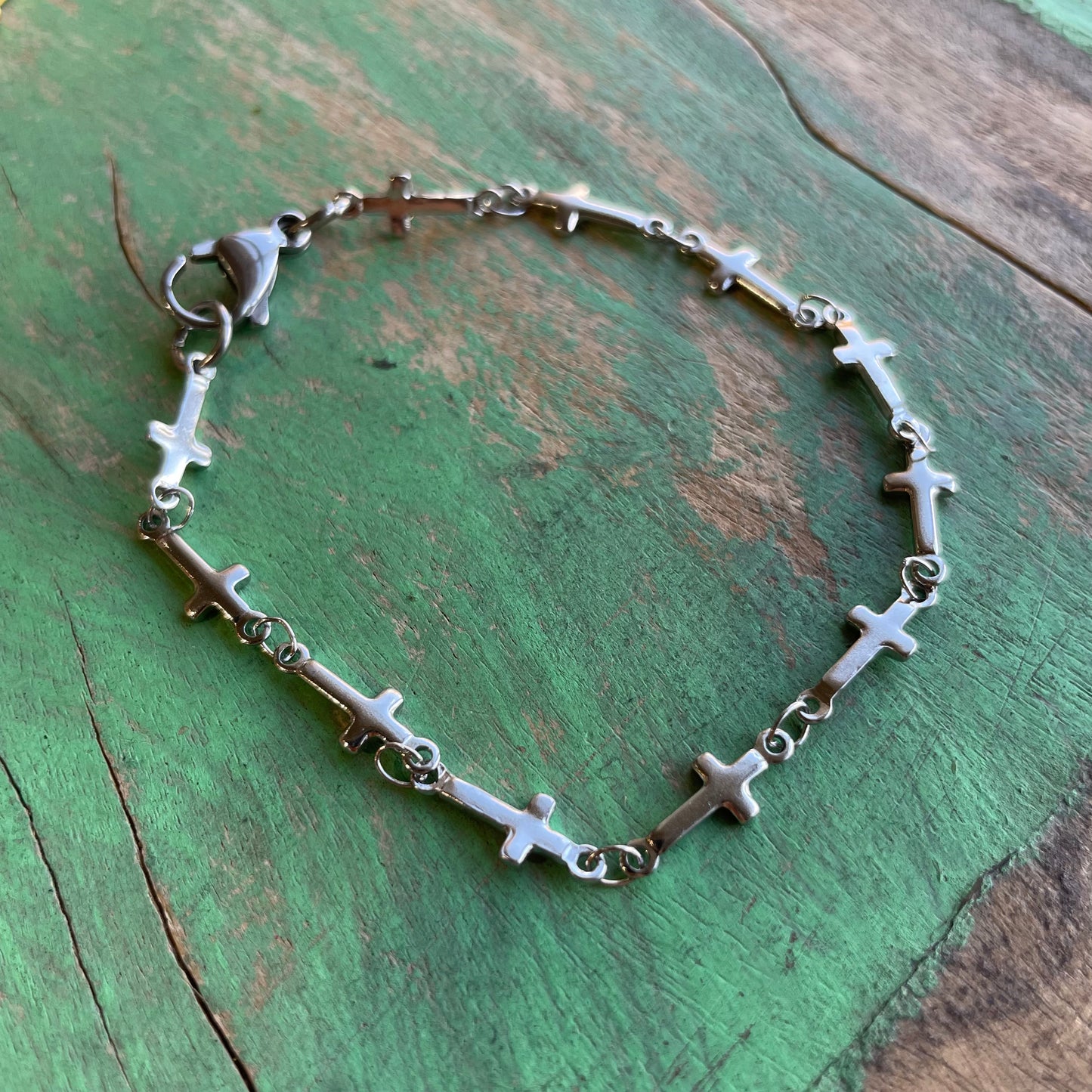 Silver Tiny Crosses Bracelet