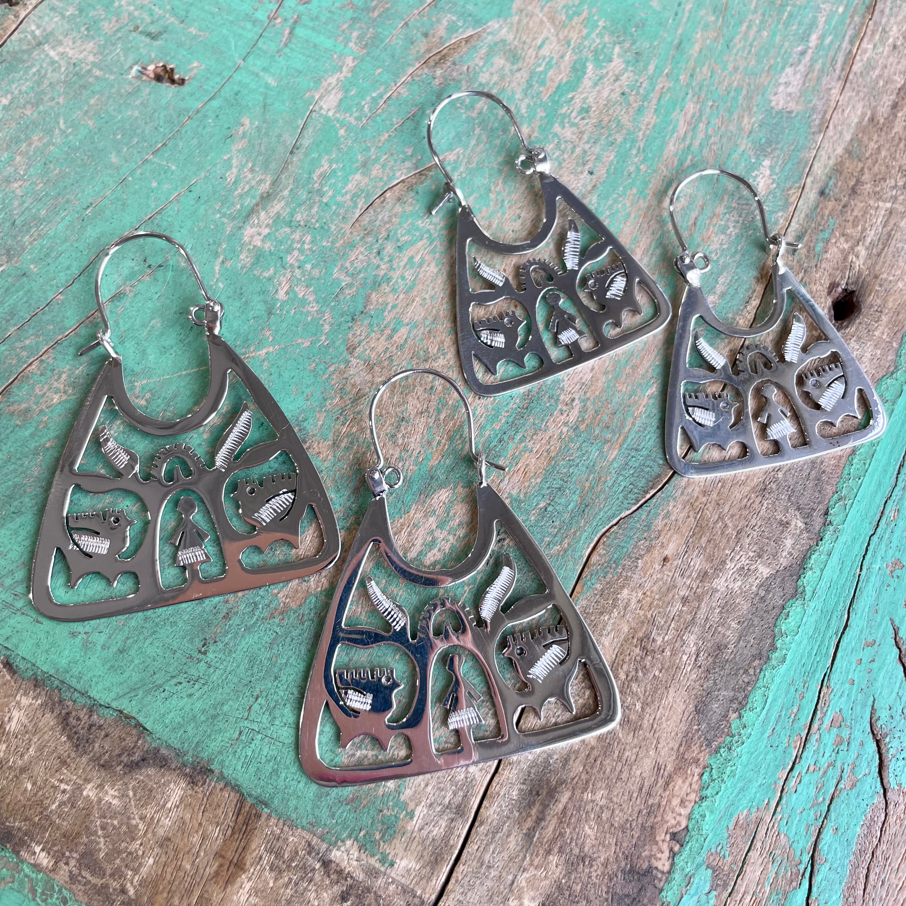 Purse Shaped Tree of Life Earrings