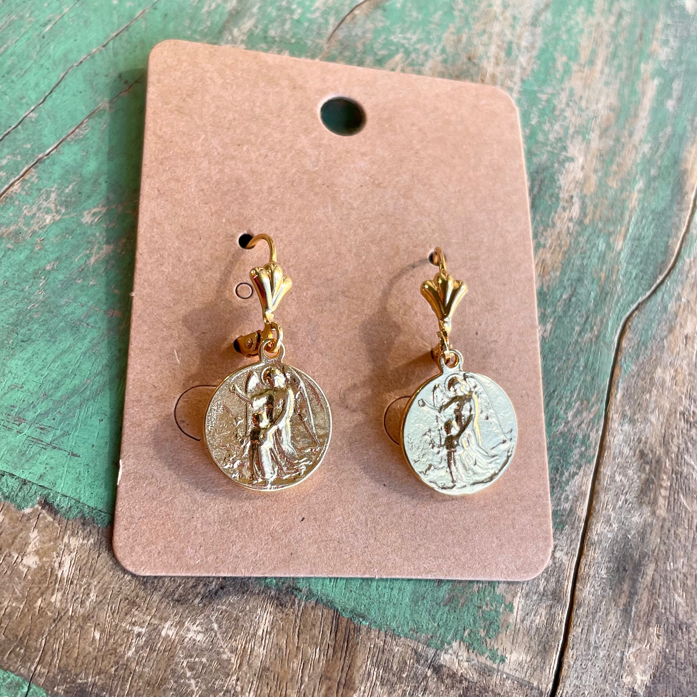 Gold Plated Saint Earrings