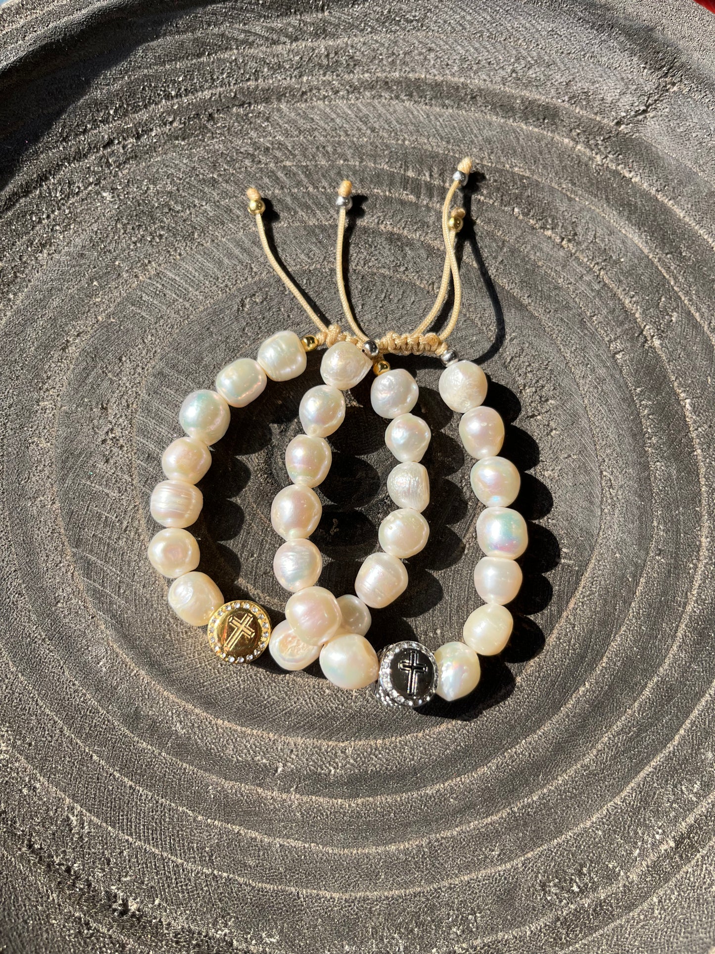 Adjustable Freshwater Pearl Cross Hill Bracelet