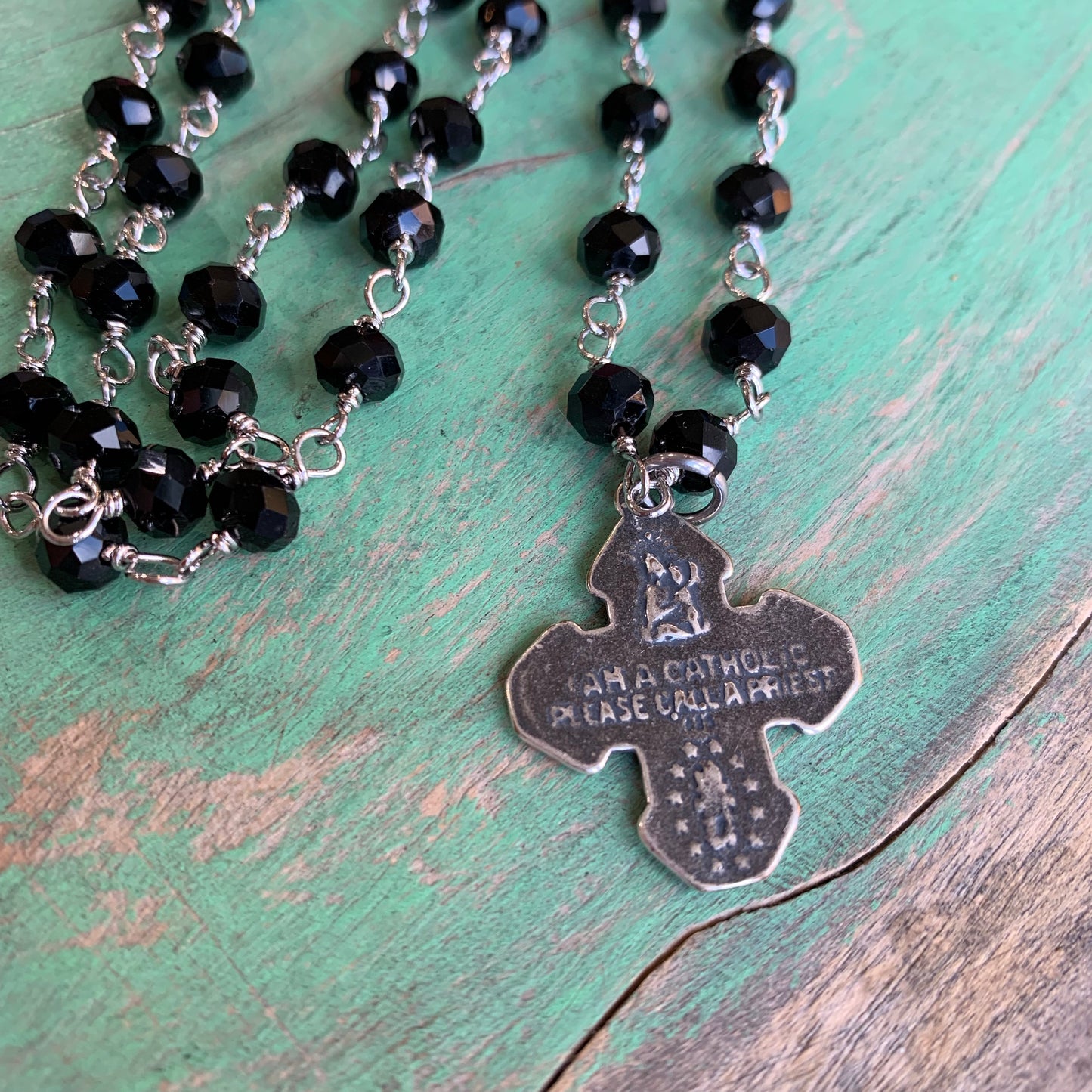 Black and Silver 5 Way Cross Earrings, Bracelet, and Necklace