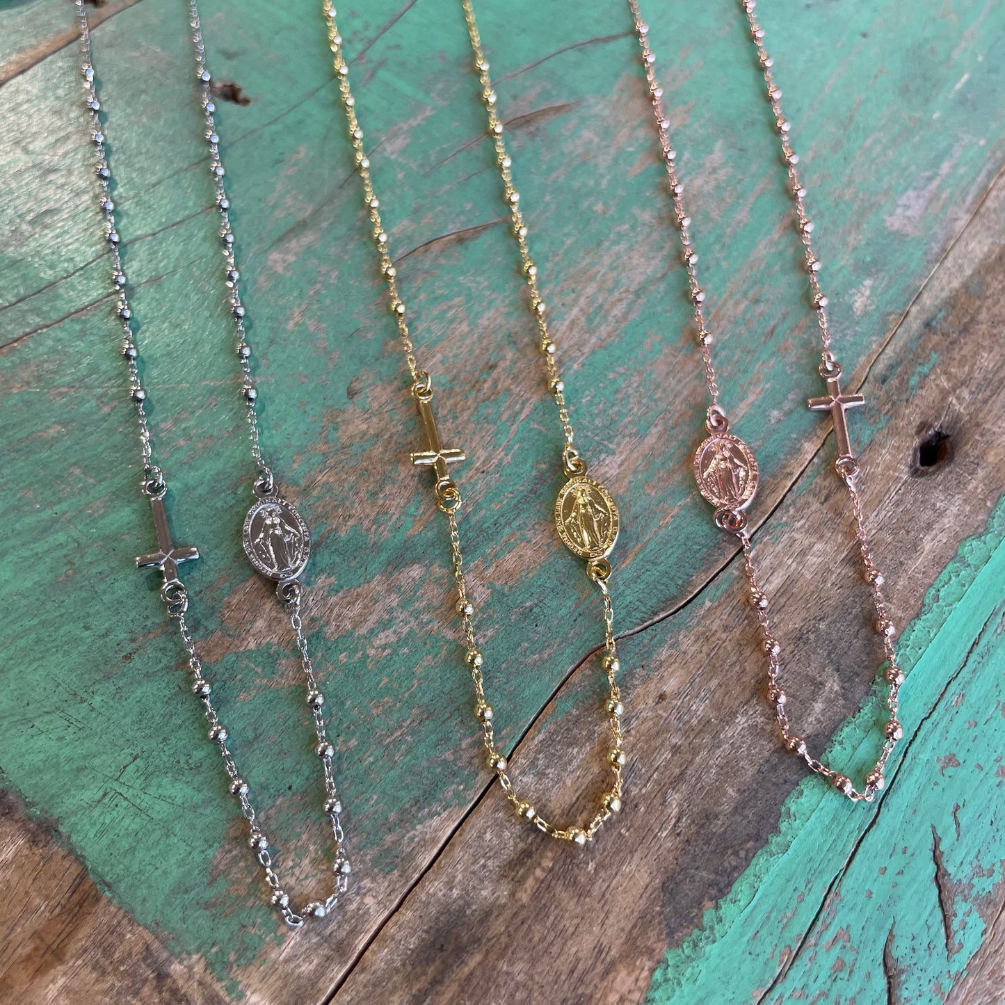 Sterling Silver 18” Rosary Inspired Necklace