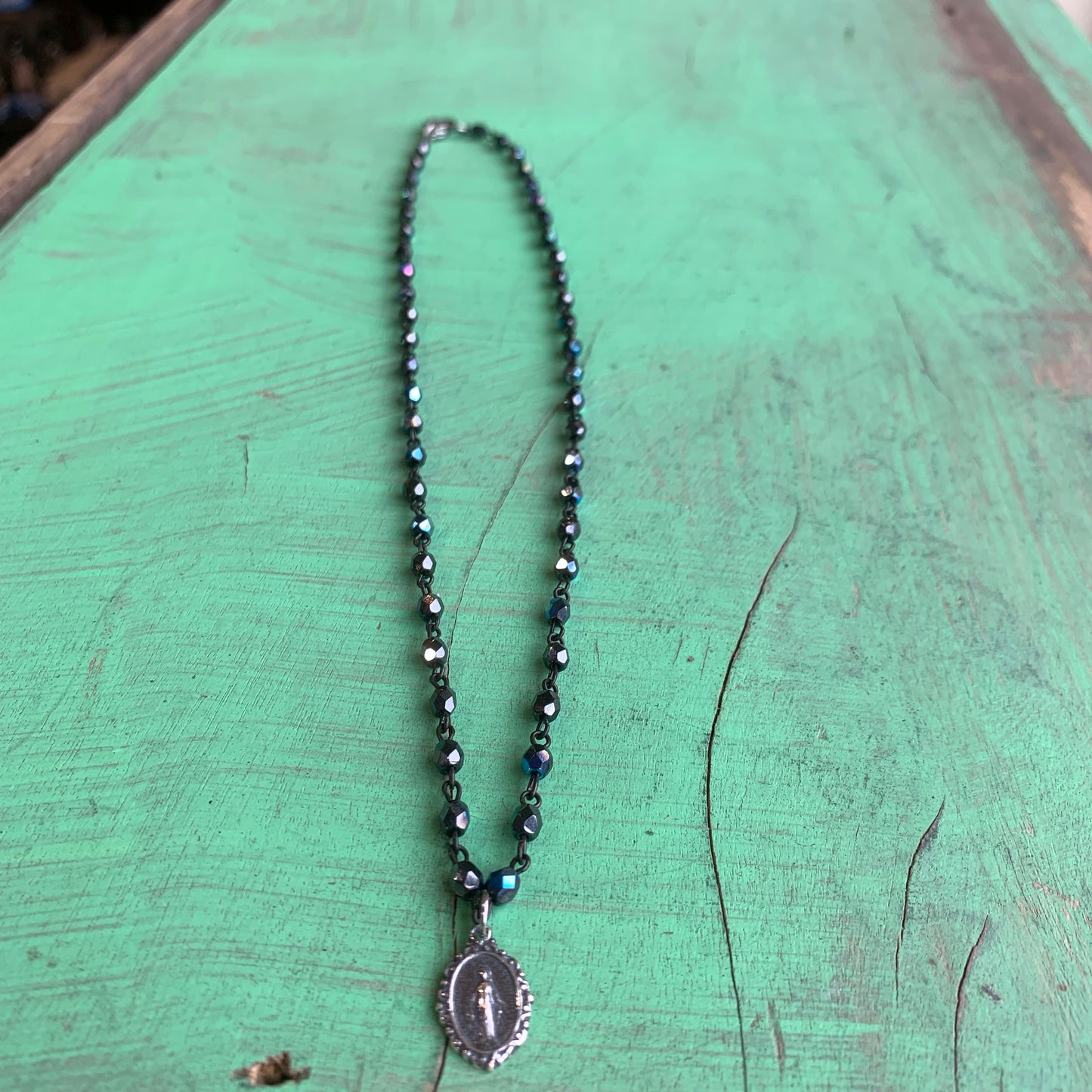 Dainty Miraculous Medal Beaded Necklace