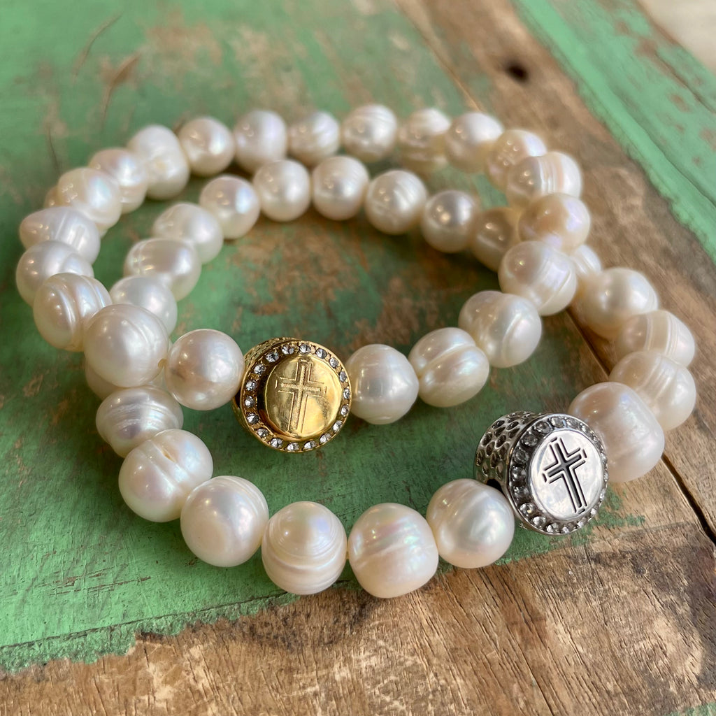 Freshwater Pearl Cross Hill Bracelet
