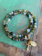 Rosary Wrap Bracelet with Gold Accents