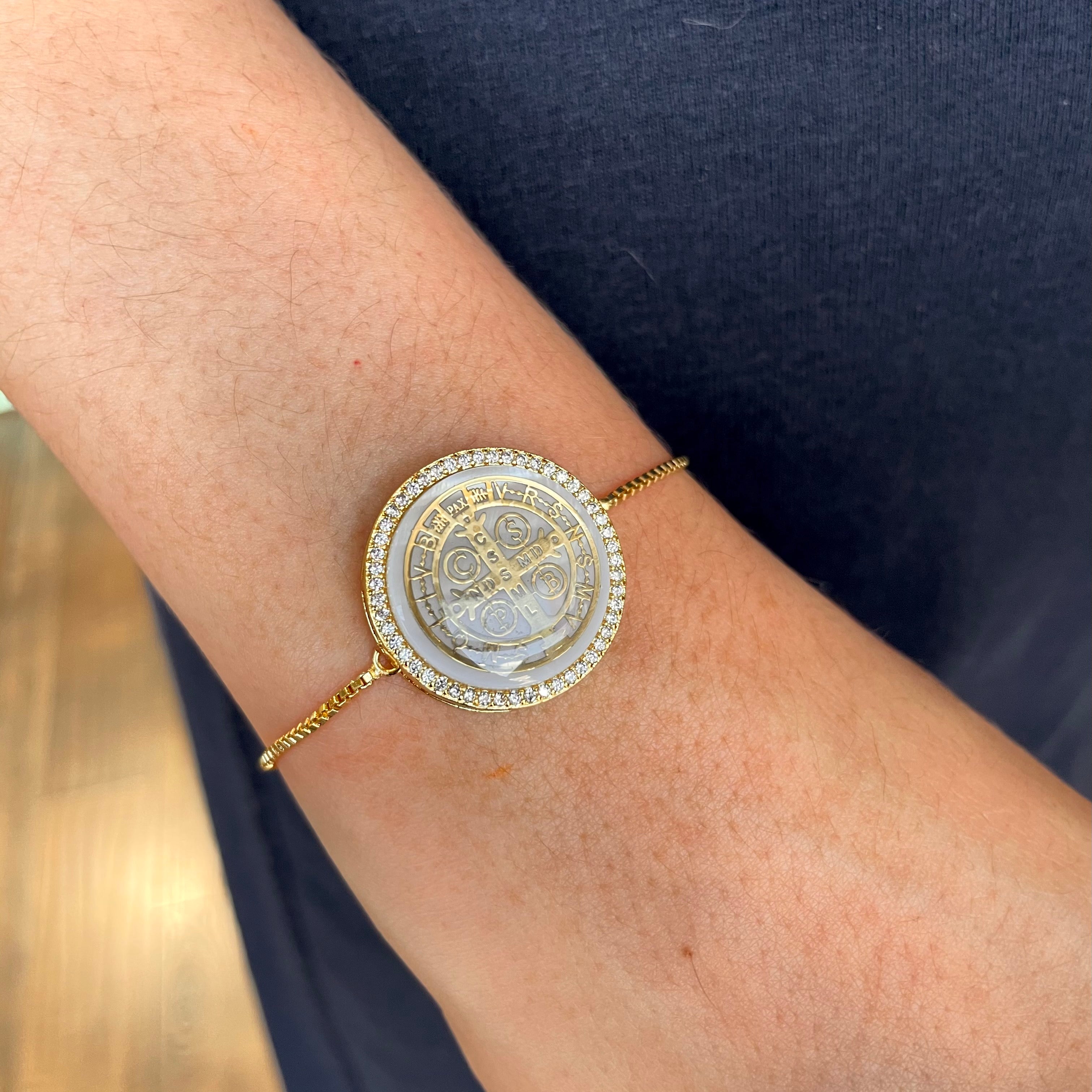 Mother of Pearl St. Benedict Adjustable Bracelet