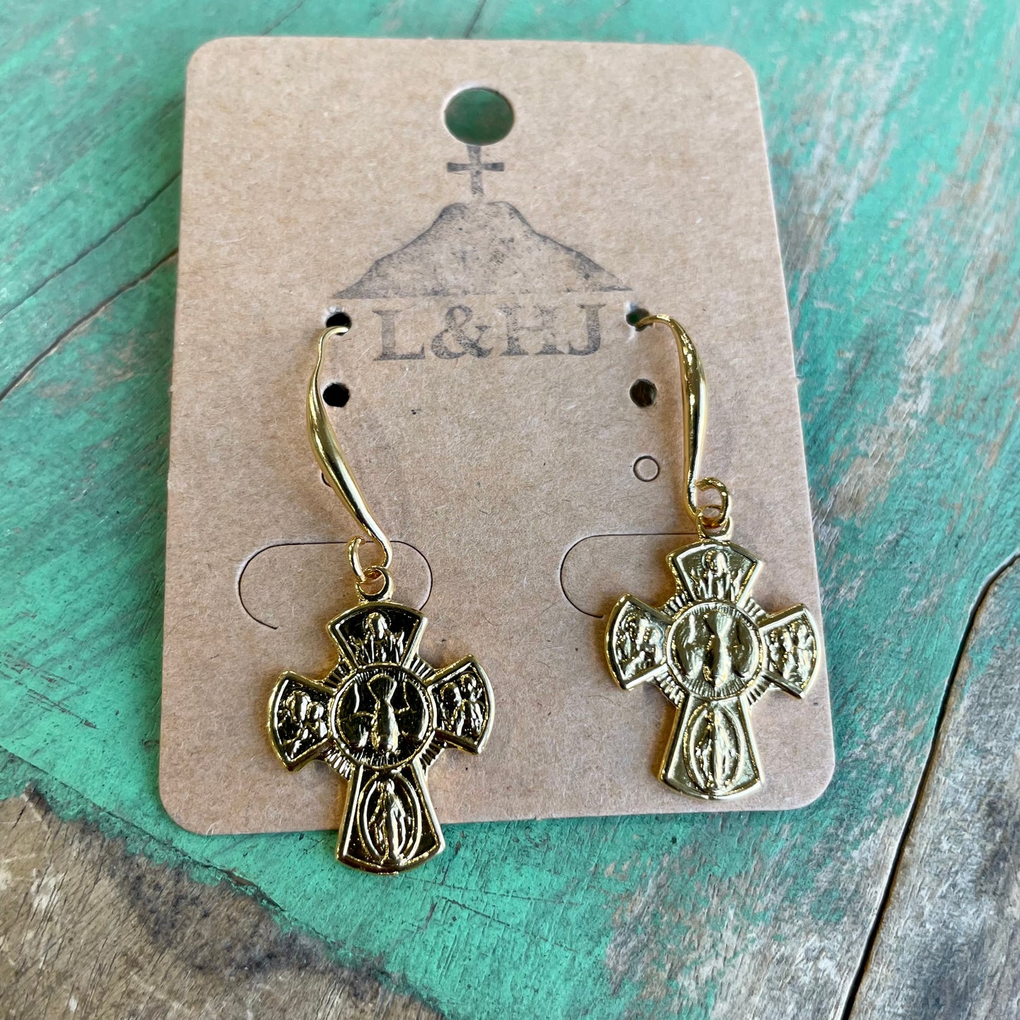Gold Plated Religious Earrings