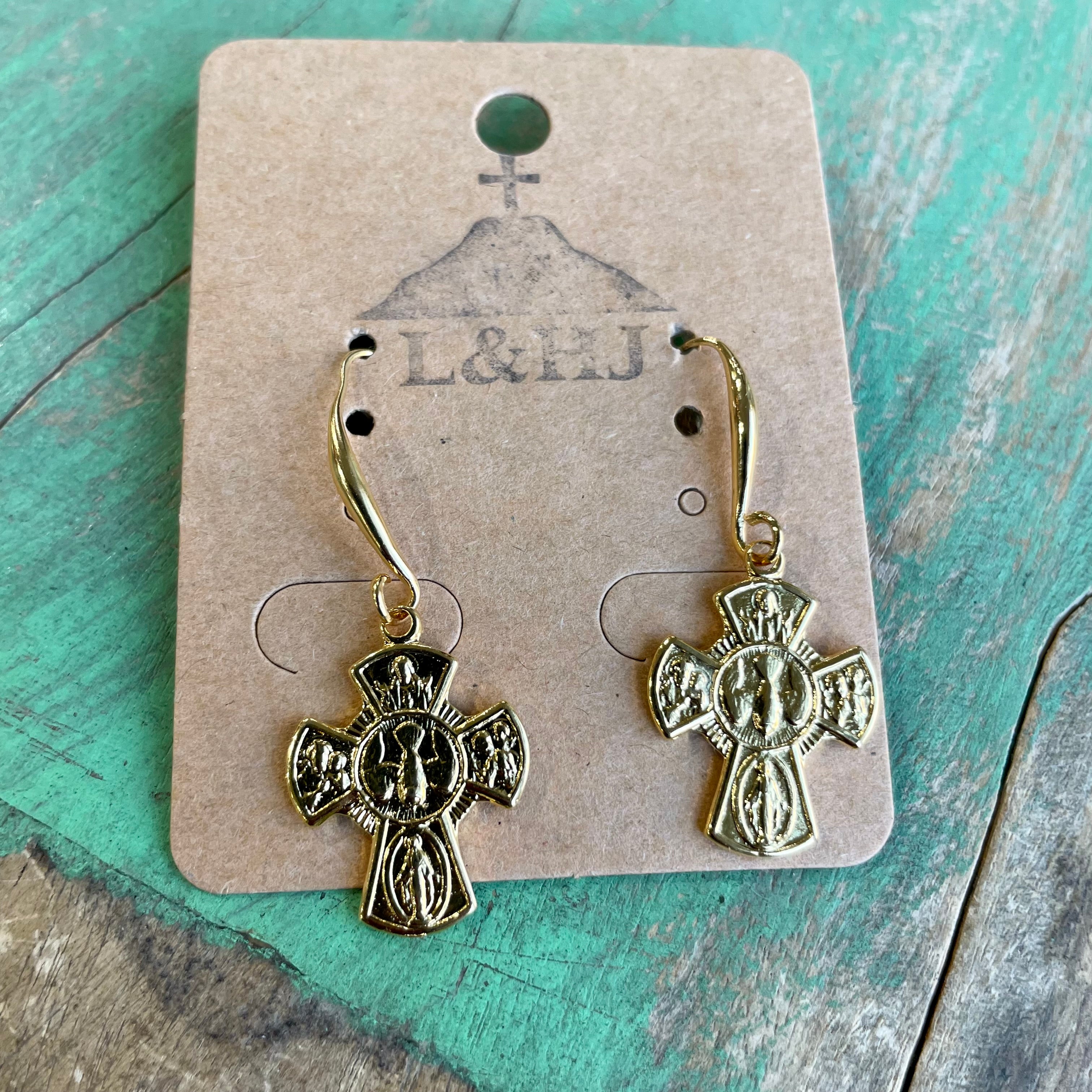 Gold Plated Religious Earrings