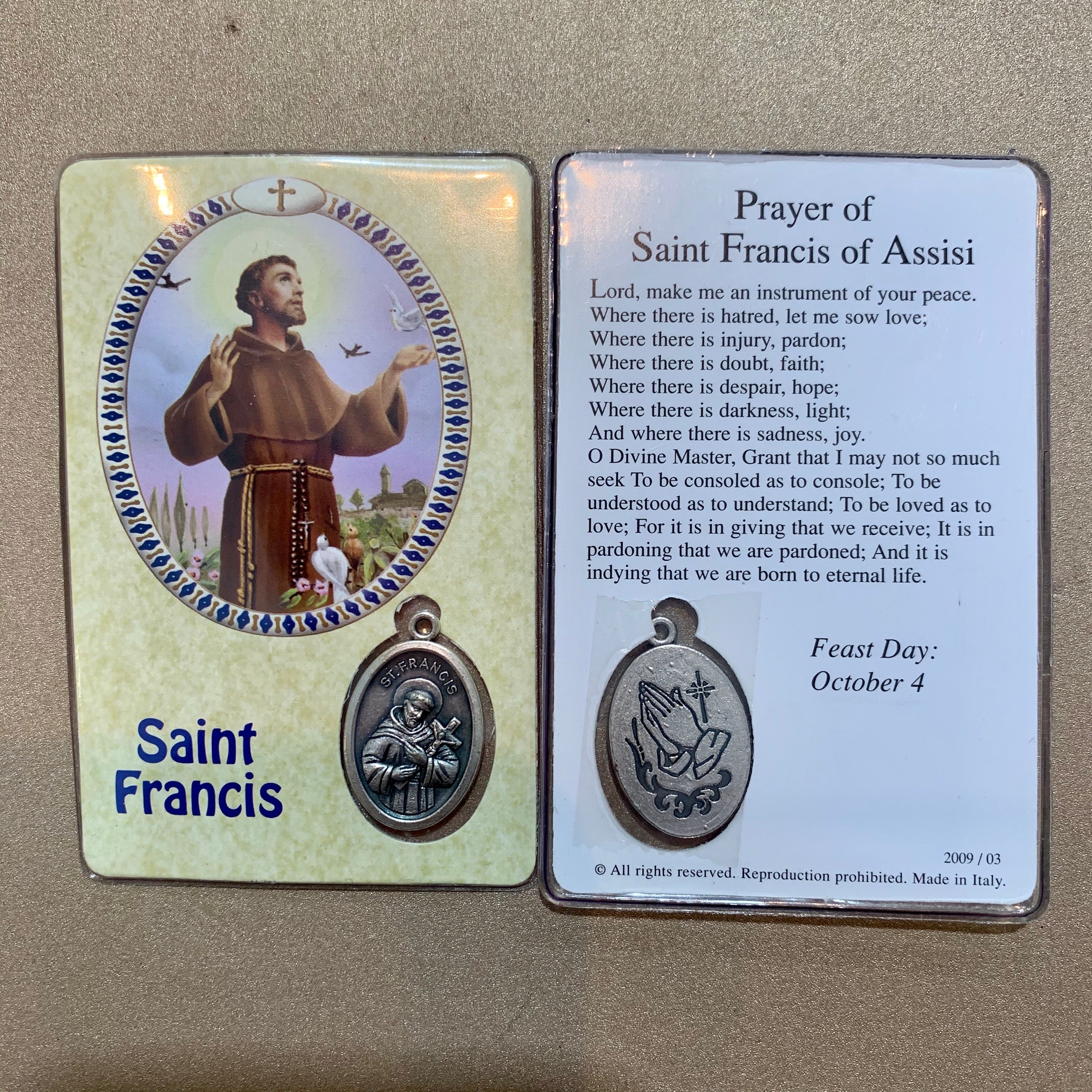 Healing Saints Prayer Cards with Medals