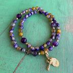 Rosary Wrap Bracelet with Gold Accents