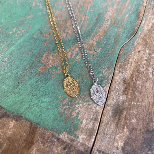 Mini Sterling Silver Miraculous Medal Necklace