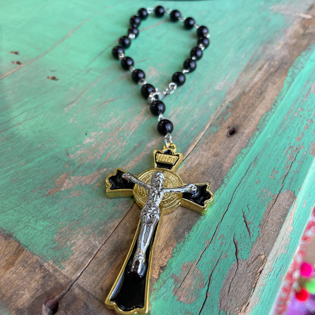 St Benedict Enamel Crucifix Car Blessings