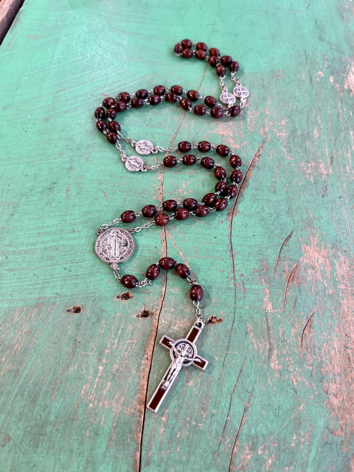 St Benedict Linked Wooden Rosary