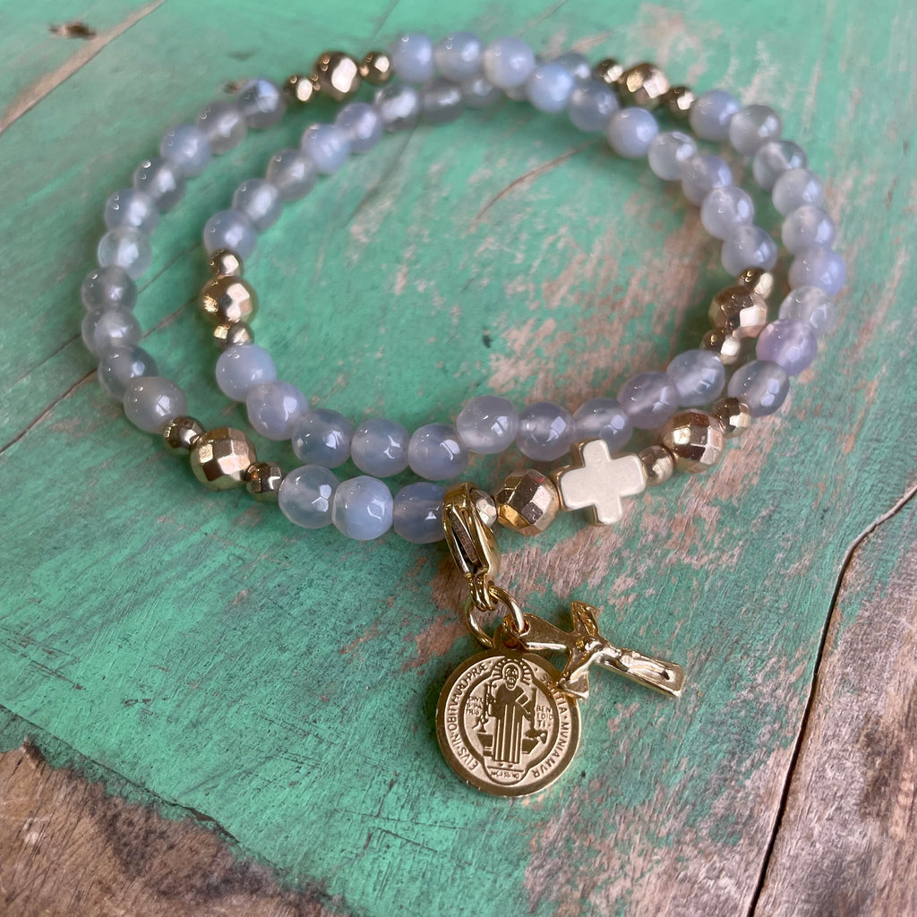 Rosary Wrap Bracelet with Gold Accents